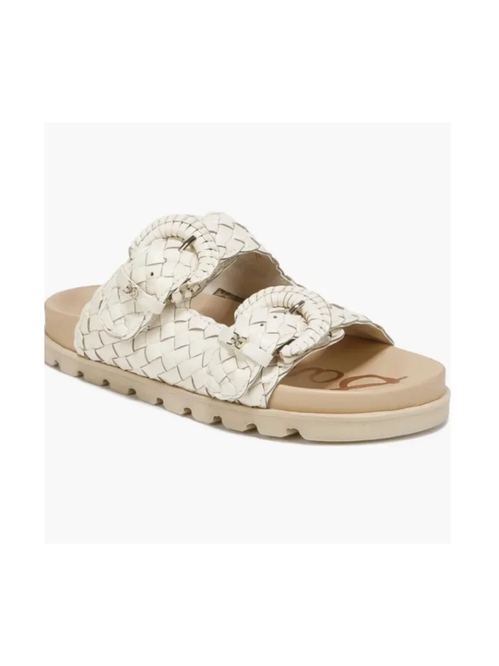 Sam Edelman Ivory Tiffanie Woven Leather Slides Size 7